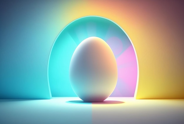 Easter egg at neon pastel light generative ai