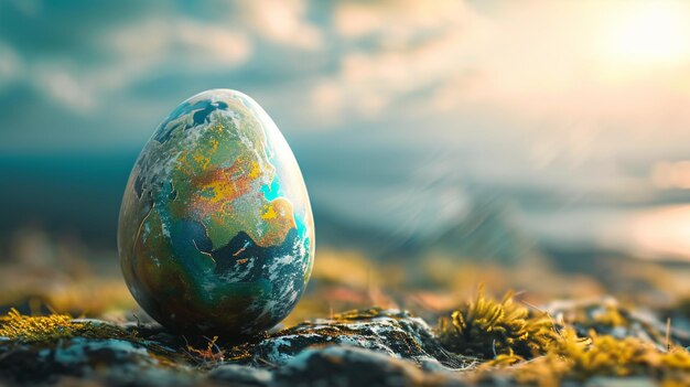 easter egg painted as earth