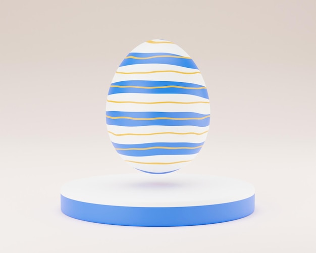 Easter egg on podium 3d render illustration happy easter day concept minimal scene with pedestal and egg