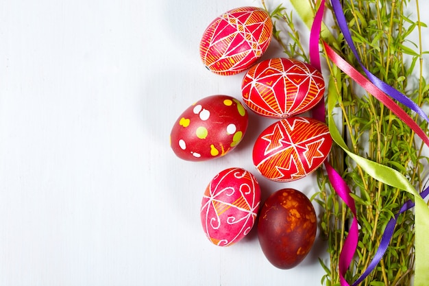 Easter egg Pysanka on a white background