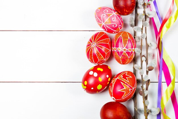 Easter egg Pysanka on a white background