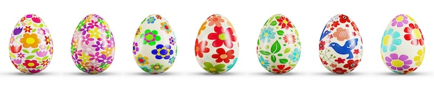 Easter Egg Set on a transparent white background 3D rendering illustration