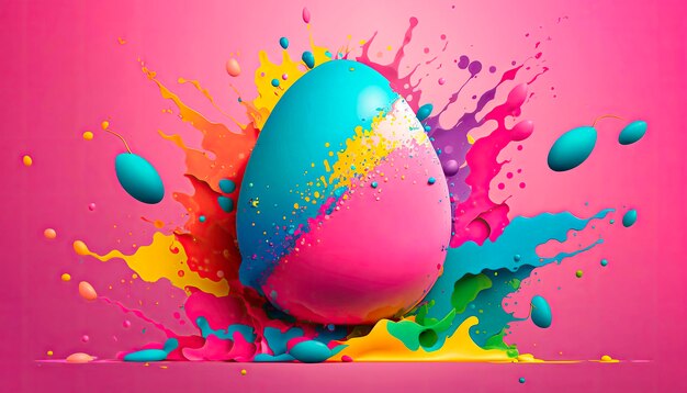 Easter egg splash of colors Generative AI