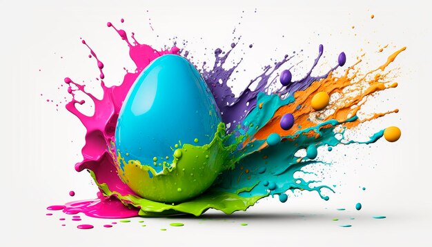 Easter egg splash of colors Generative AI