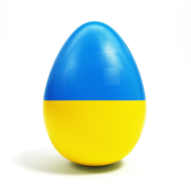 Uovo di pasqua in ucraina bandiera colori isolati su sfondo bianco rendering 3d