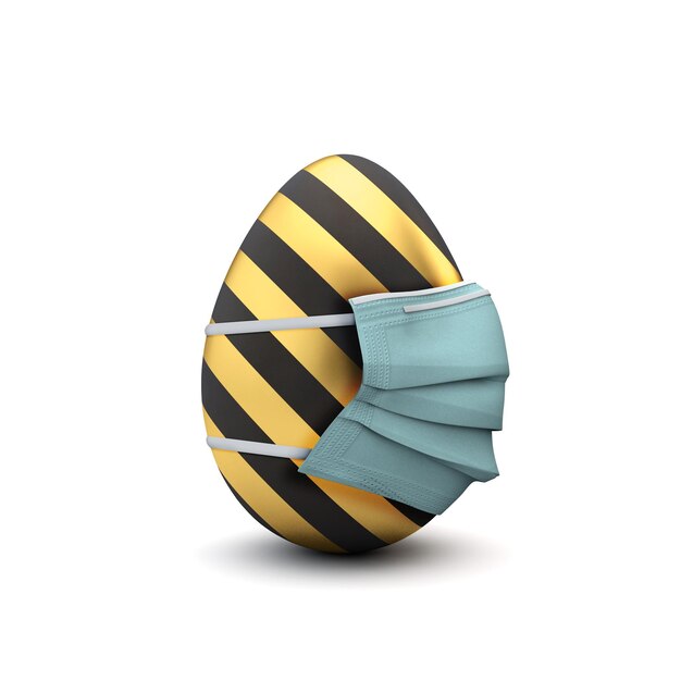 Easter egg wearing a surgical mask Coronavirus easter concept 3D Rendering