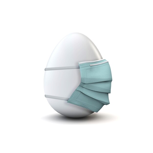 Пасхальное яйцо в хирургической маске коронавирусная пасхальная концепция d рендеринг