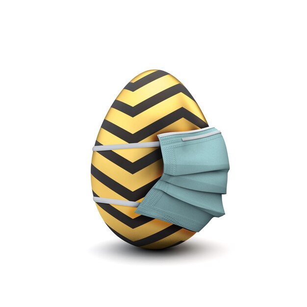 Easter egg wearing a surgical mask coronavirus easter concept d rendering