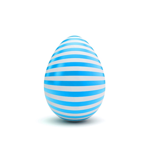 Easter egg with blue and white pattern 3D Rendering