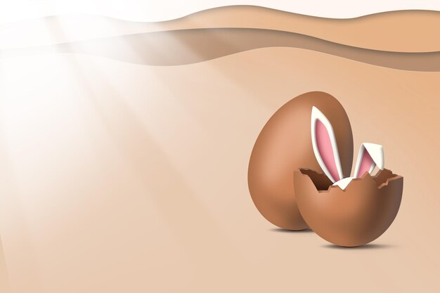 Easter egg with bunny ears in a desert