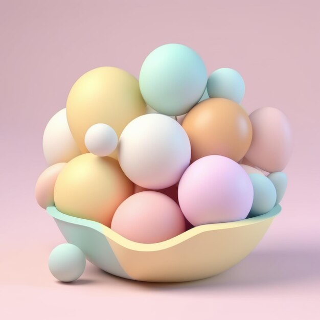 Easter egg with a white plate on a pink background 3d rendering easter egg with a white plate