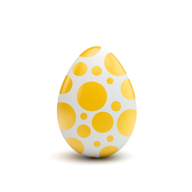 Easter egg with yellow and white pattern 3D Rendering