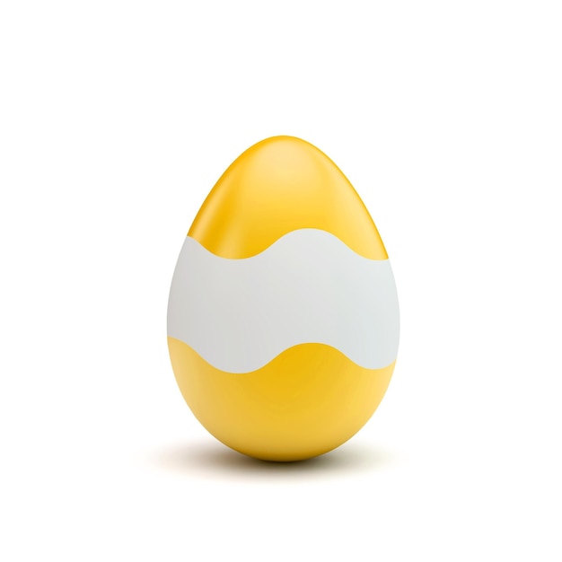 Easter egg with yellow and white pattern 3D Rendering