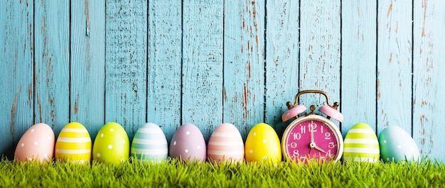 Photo easter eggs and alarm clock