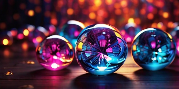 Easter eggs arranged on a table illuminated by vibrant lights