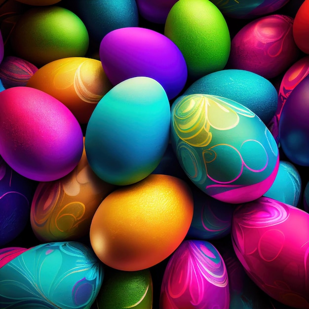 Easter eggs background Generative Ai