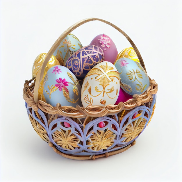 Easter eggs in a basket easter 2023 happy easter celebration AI generated image