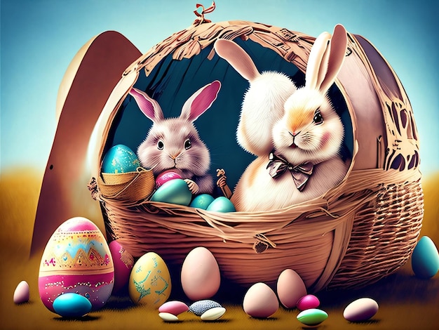 Easter eggs in a basket wallpaper