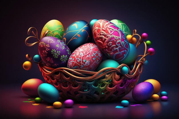 Easter eggs in a basket wallpapers