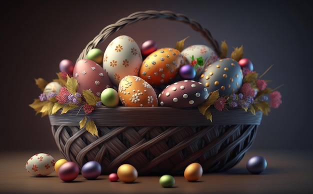 Easter eggs in a basket