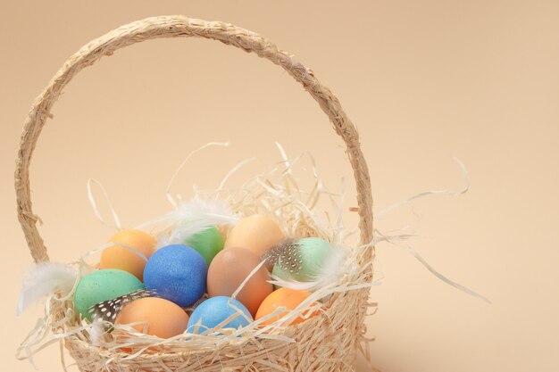 Easter eggs in a basket.