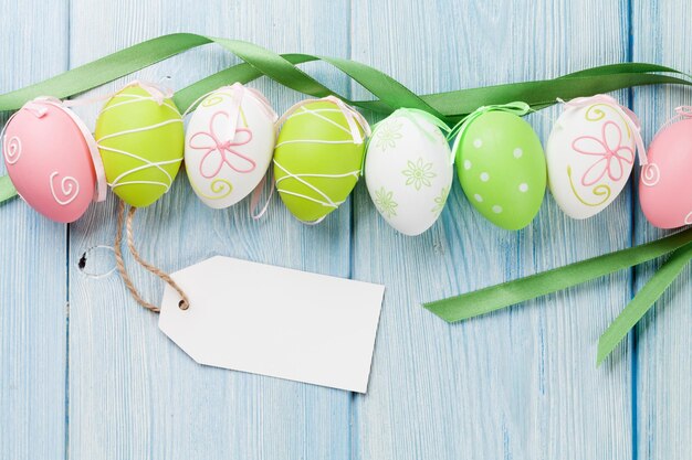 Photo easter eggs and blank tag label