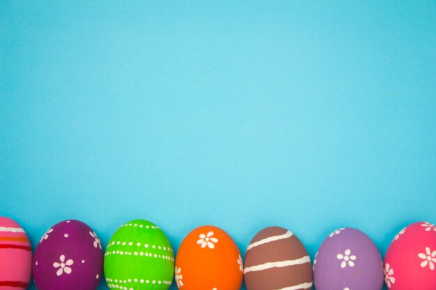 Easter eggs on a blue background