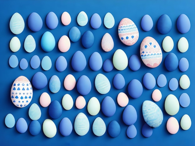 Easter eggs on a blue background