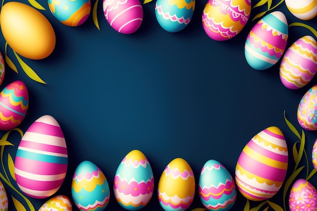 Easter eggs on a blue background