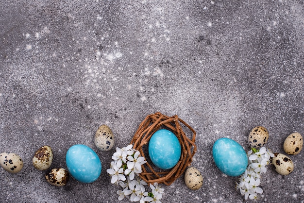 Easter eggs in blue color