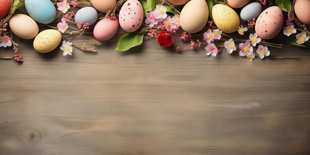 Easter eggs border design with space to place text