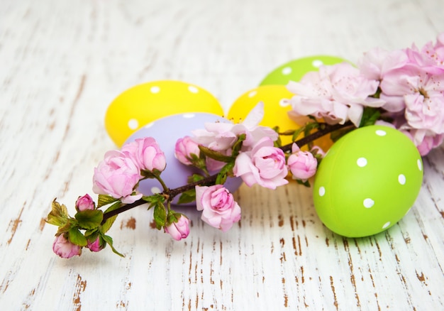 Easter eggs and cherries blossom