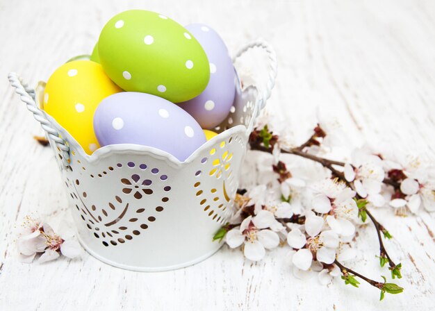 Easter eggs and cherries blossom