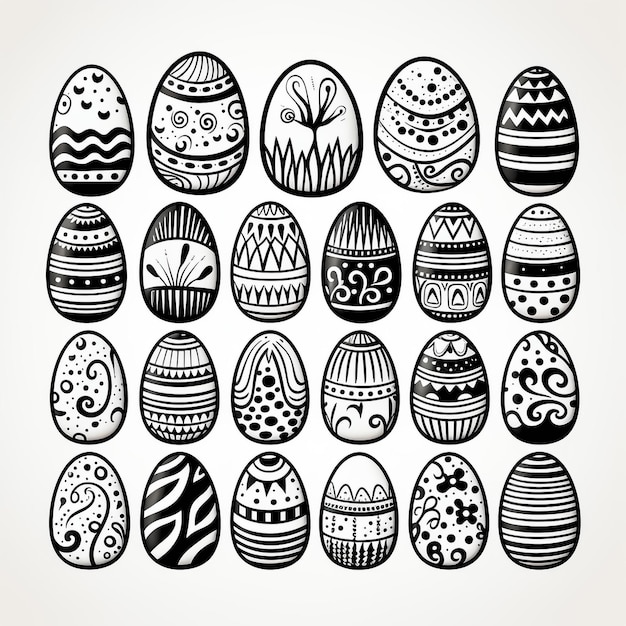 Foto uova di pasqua decorazione grafica floreale colorata per i simboli della celebrazione pasquale collezione di uova realistiche vettoriali