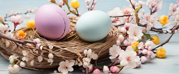 Foto uova di pasqua sullo sfondo colorato