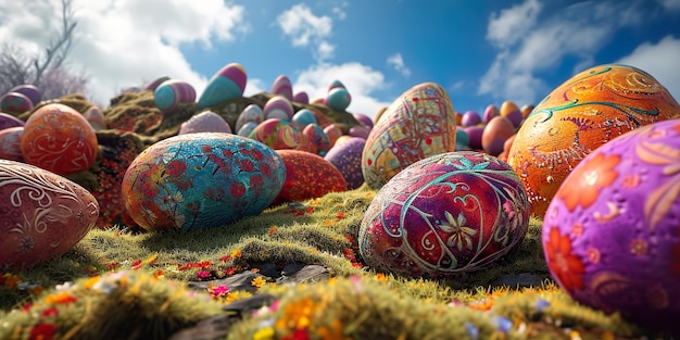 Easter eggs colorful spring background