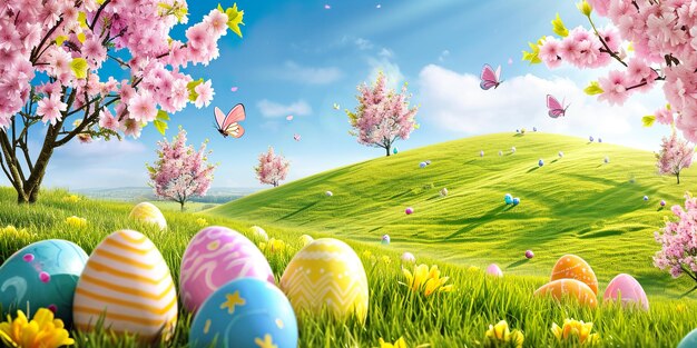 Easter eggs colorful spring background