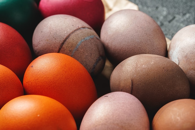 Easter eggs on a dark surface