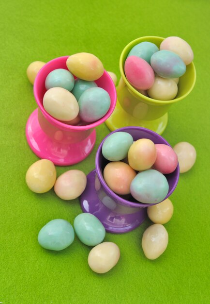 Easter eggs in egg cups