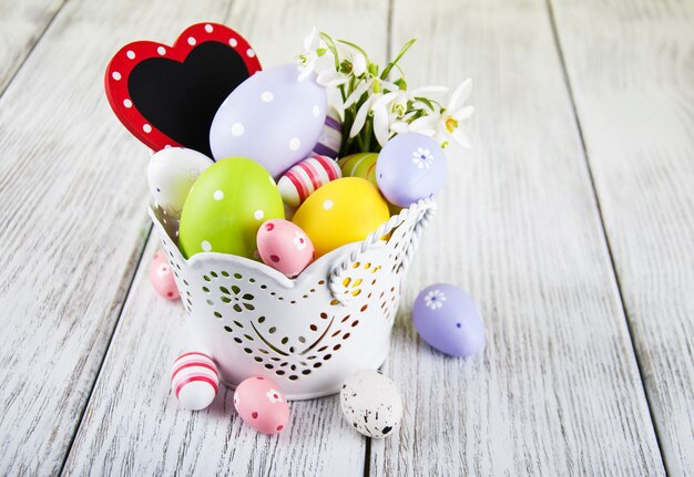 Easter eggs and flowers