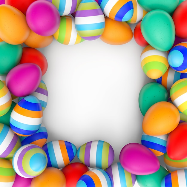 Easter Eggs frame on a white background