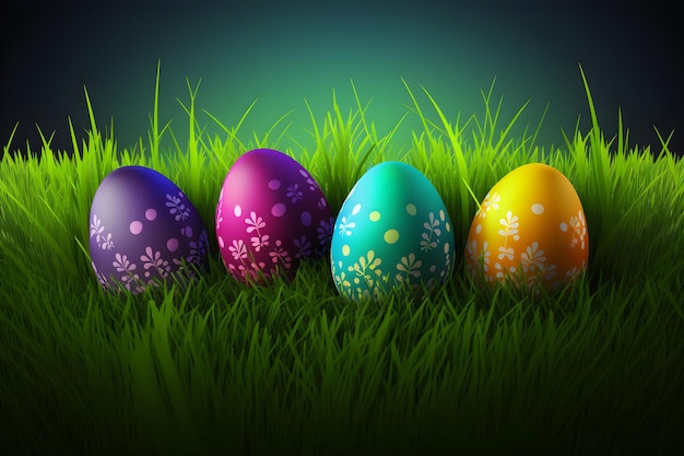 Easter eggs in the grass wallpapers