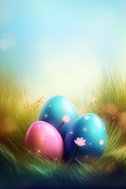 Easter eggs in the grass wallpapers