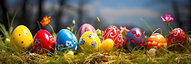 Easter eggs on grass