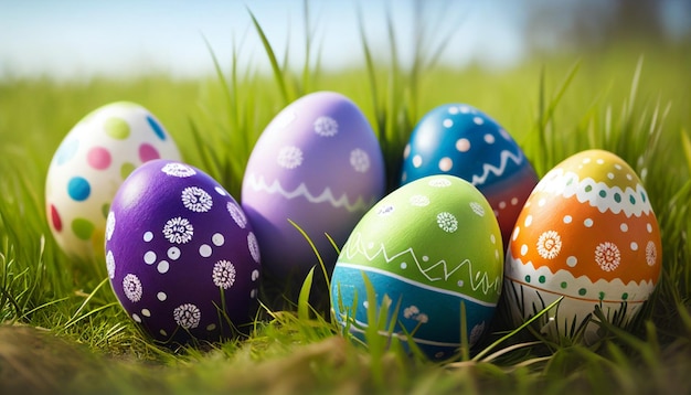 Easter eggs in the grass