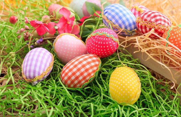 Easter eggs on grass