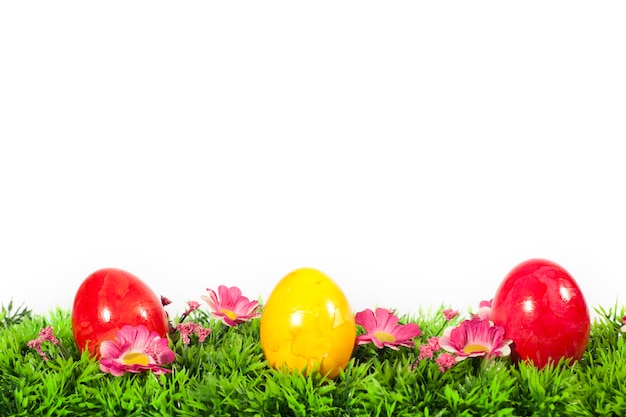 Easter eggs on grass