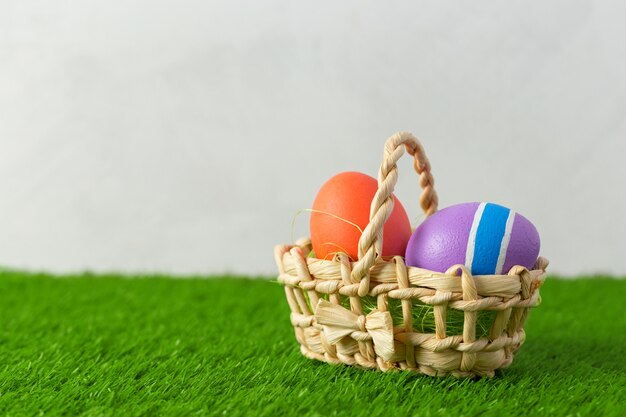 Easter eggs on the grass