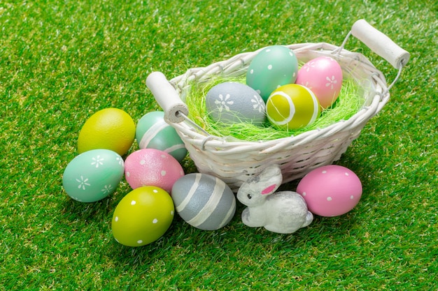 Easter eggs on the grass