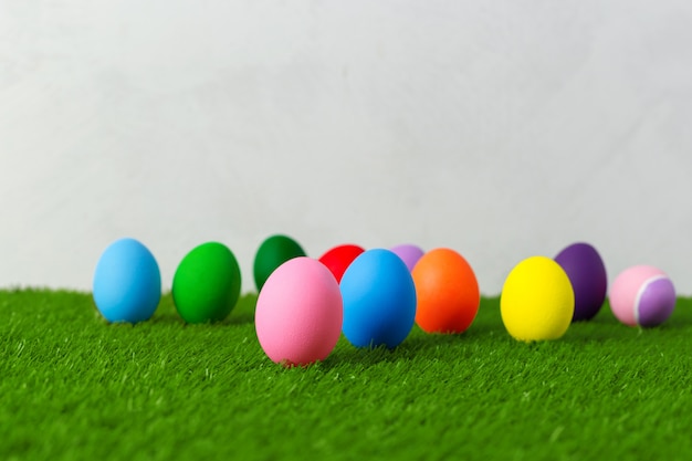 Easter eggs on the grass